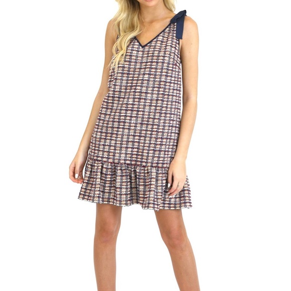Judith March Galway Plaid Tie Shoulder Shift Dress - Picture 2 of 5